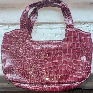 Wine Faux Snakeskin Purse